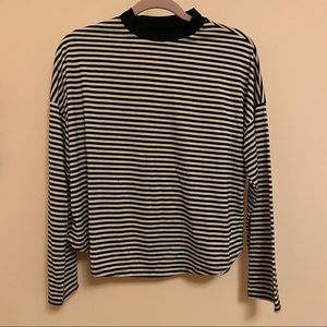 Striped mock neck boxy turtleneck f21